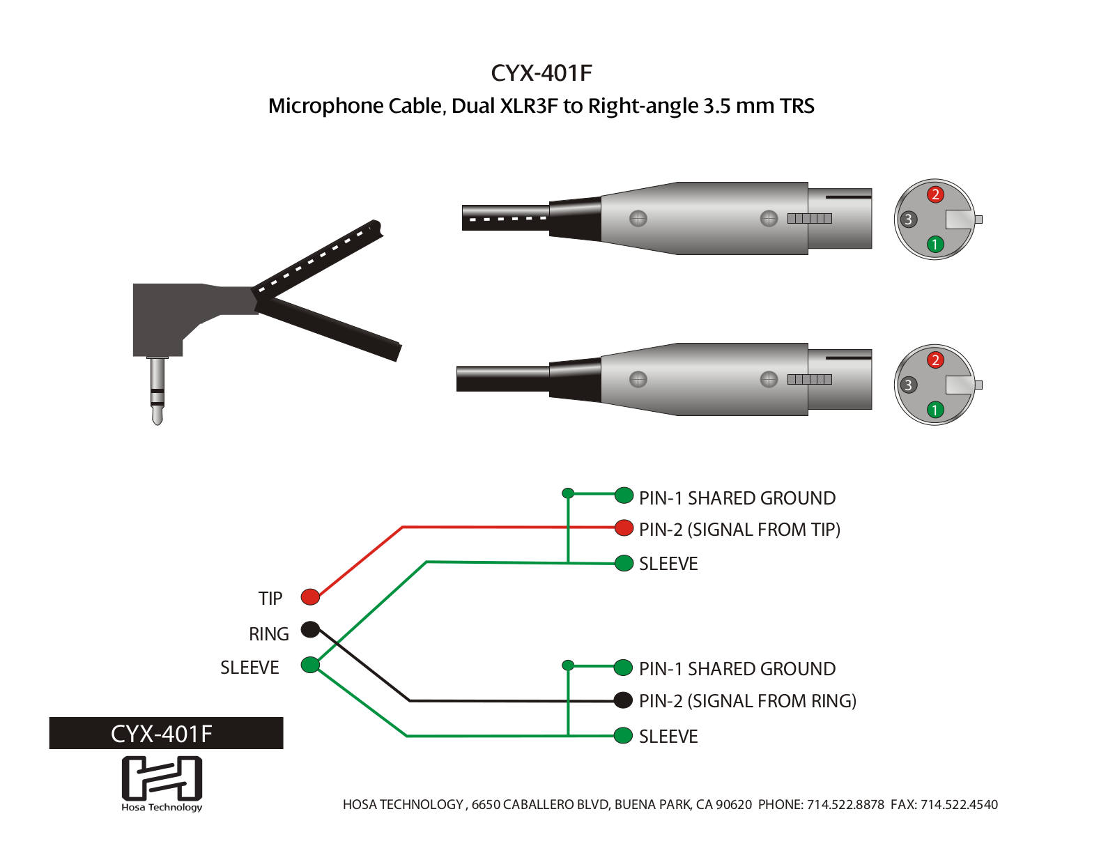 Hosa CYX-401F, CYX-402F, CYX-405F CYX-400F Pinout