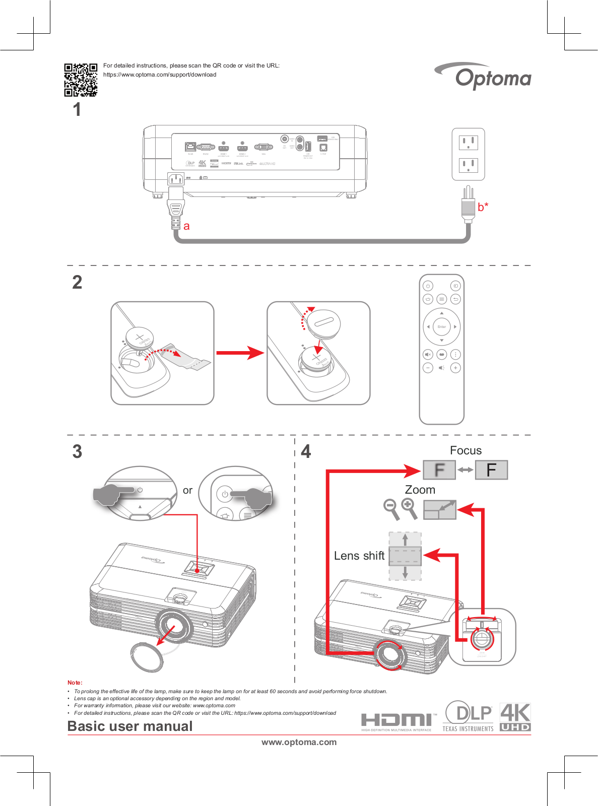 Optoma E1P0A16BE1Z1 Quick Start Guide