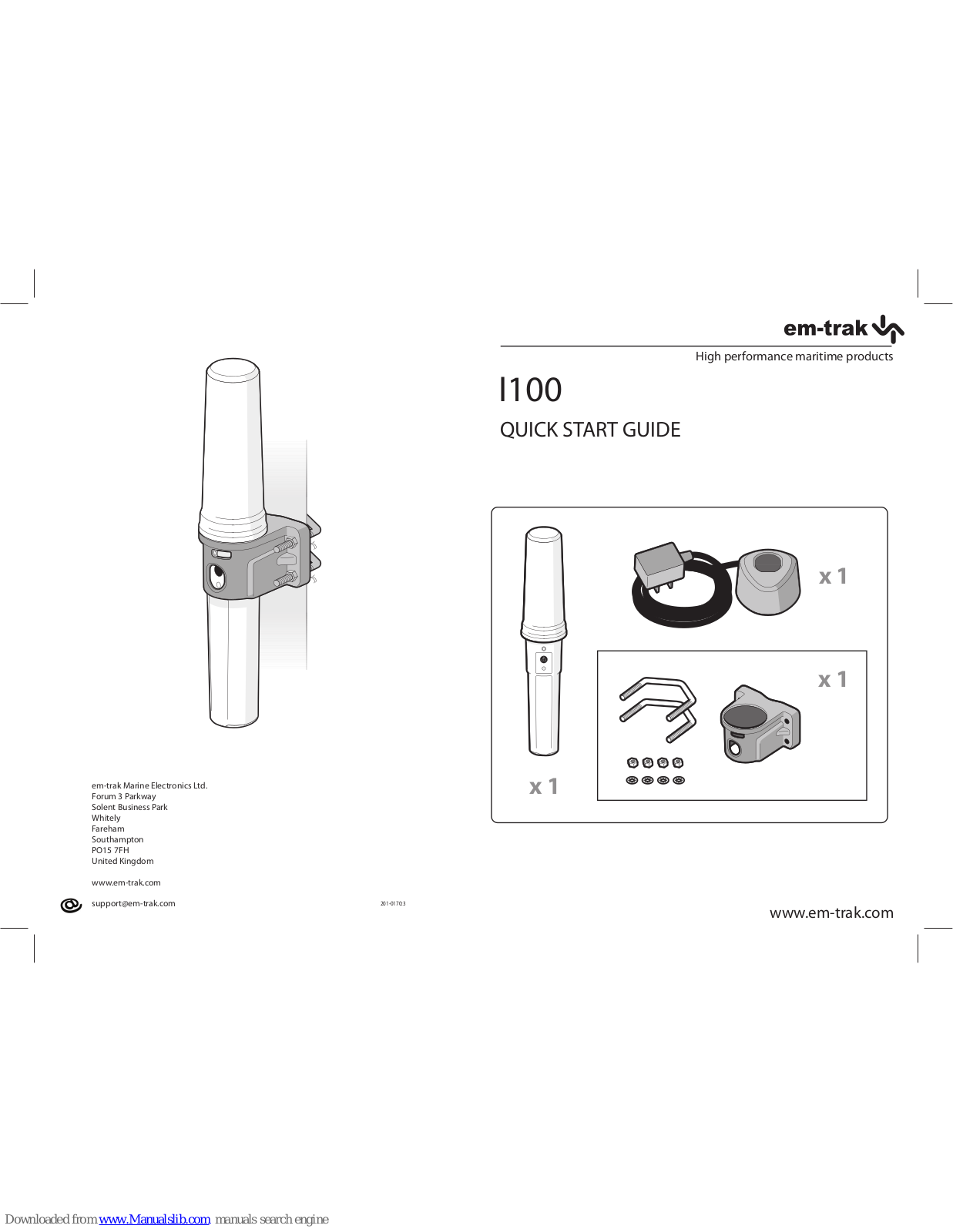 Em-Trak I100 Quick Start Manual