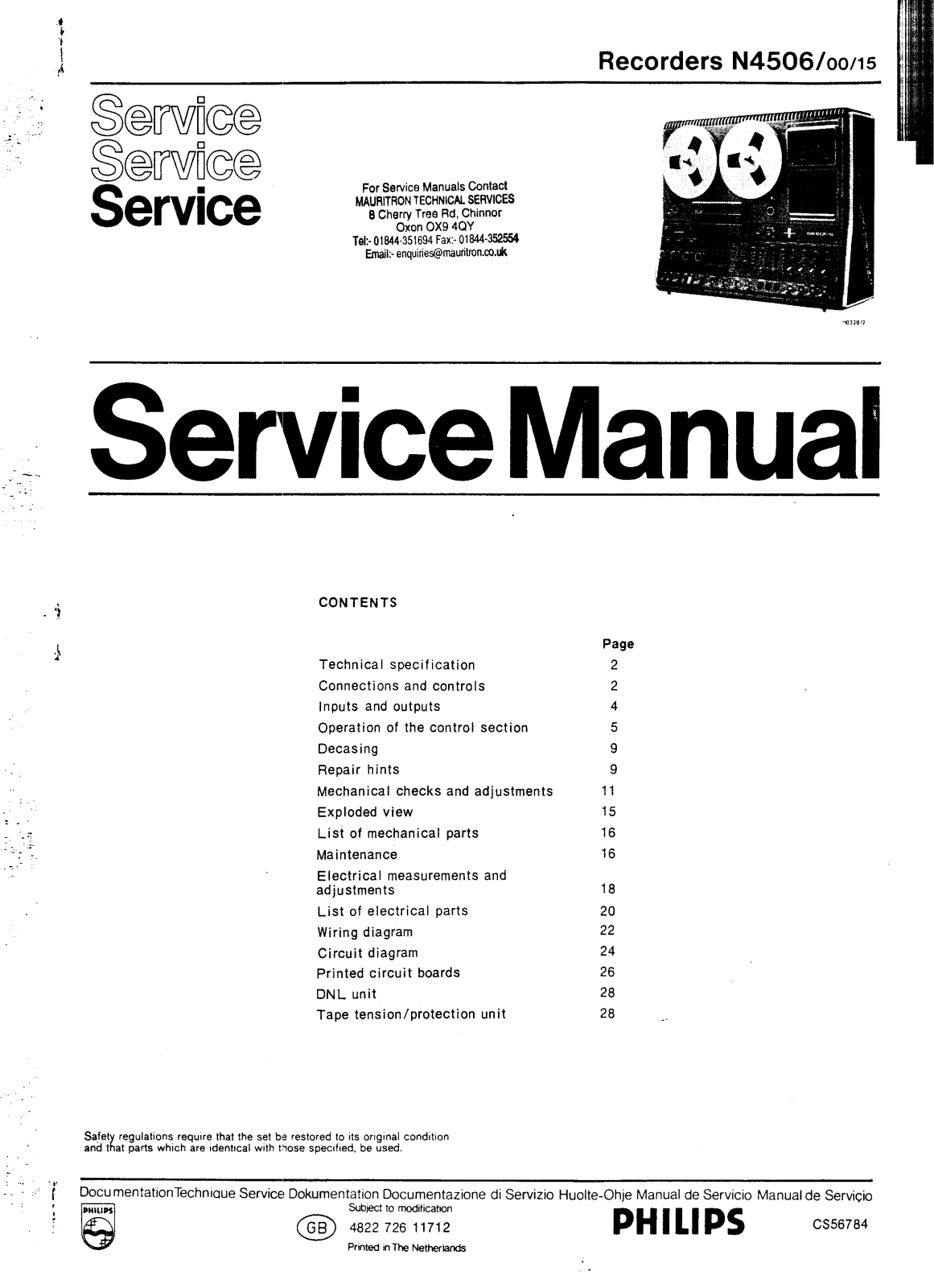 Philips N-4506 Service manual