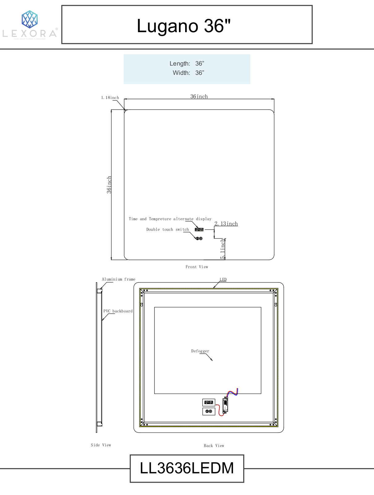 Lexora LL3636LEDM Specifications - ManualMachine.com