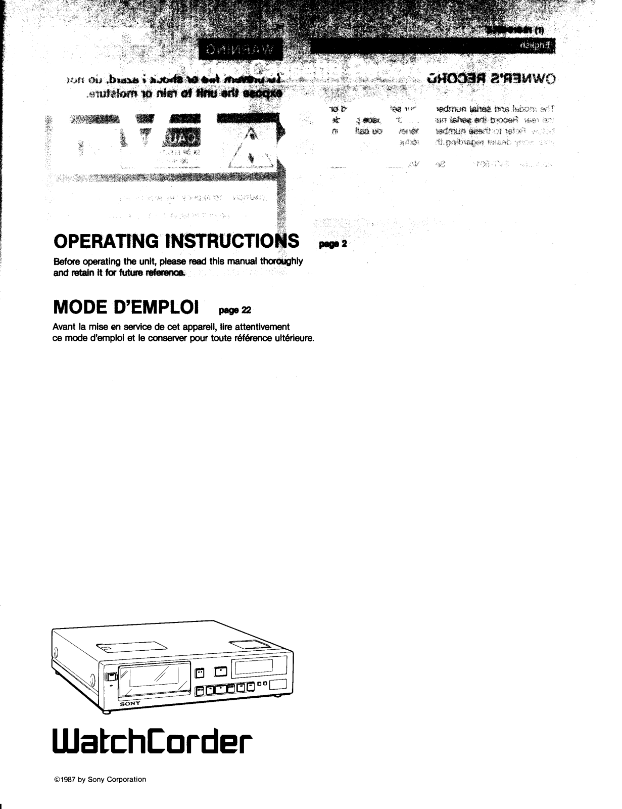 Sony EVT801 Operating Manual