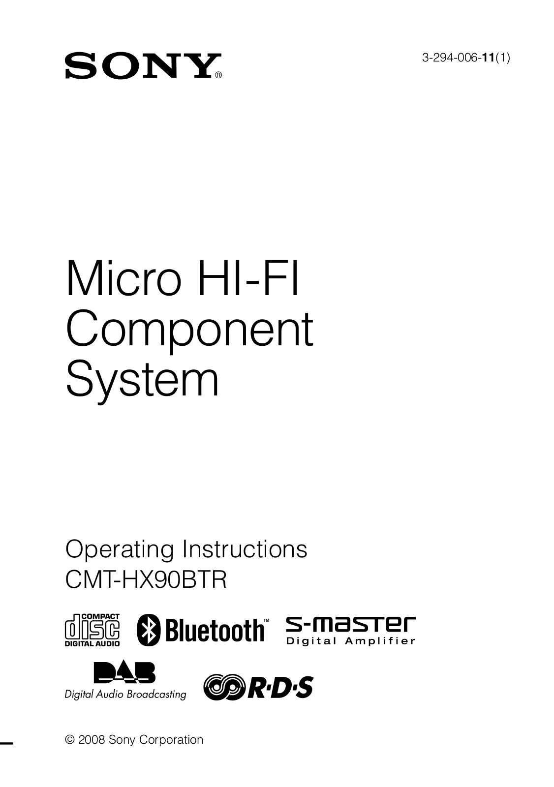 Sony CMT-HX90BTR Operating Manual