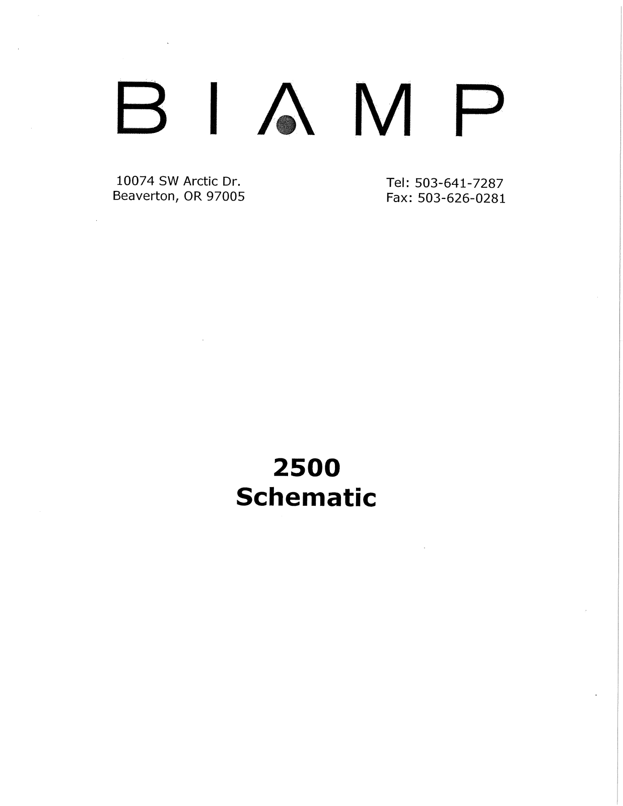 Biamp 2500 User Manual