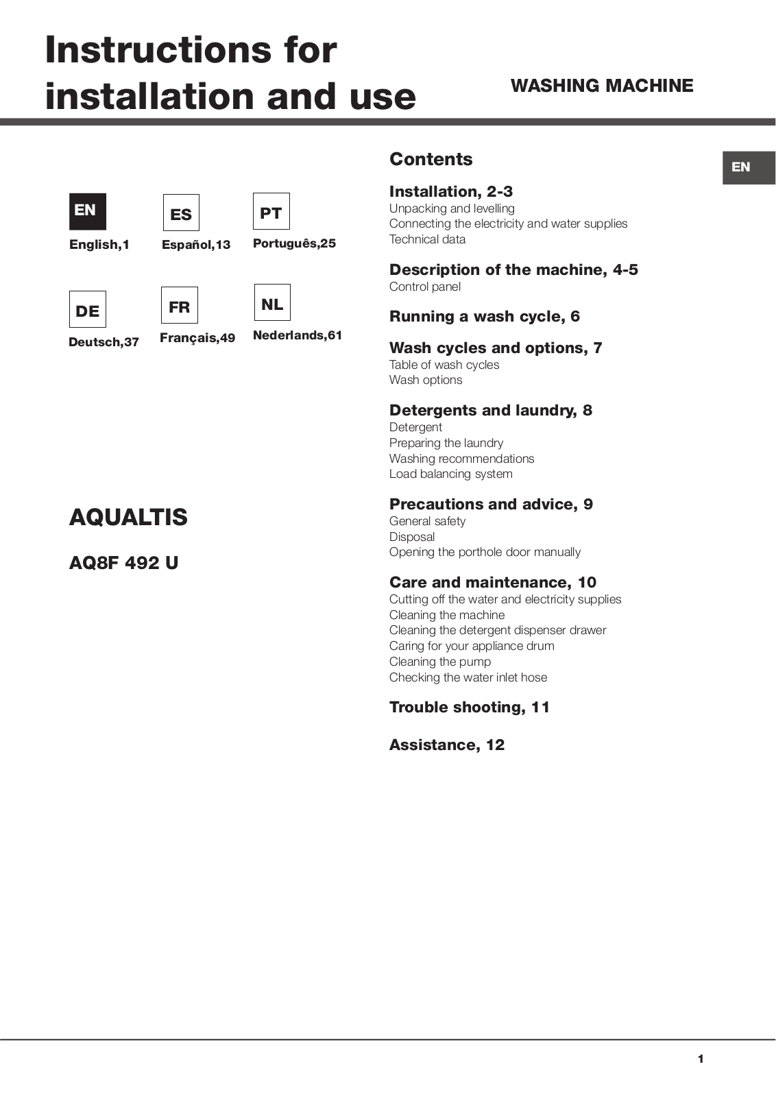 Hotpoint AQ8F 492 U User Manual