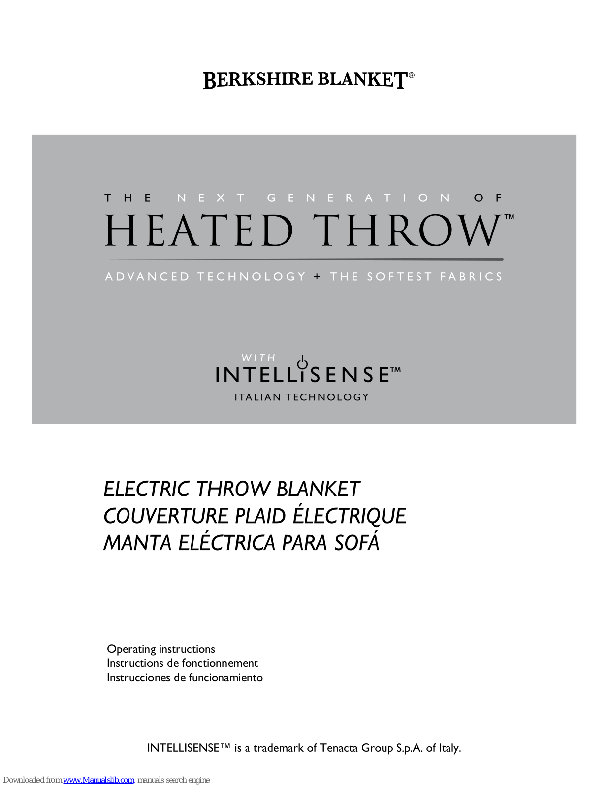 Berkshire Blanket heated throw Operating Instructions Manual