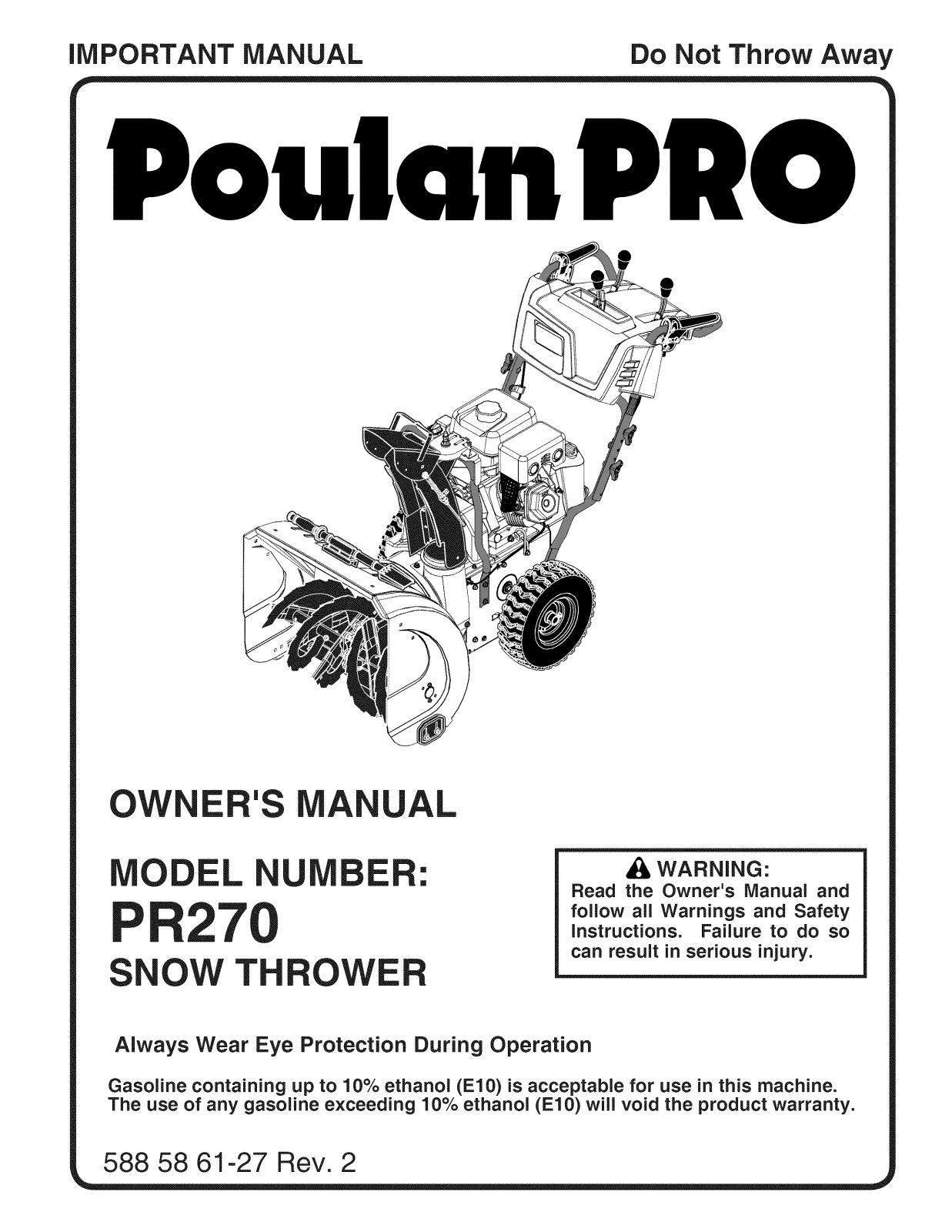 Poulan PR270-96192009000, 96192009000 Owner’s Manual