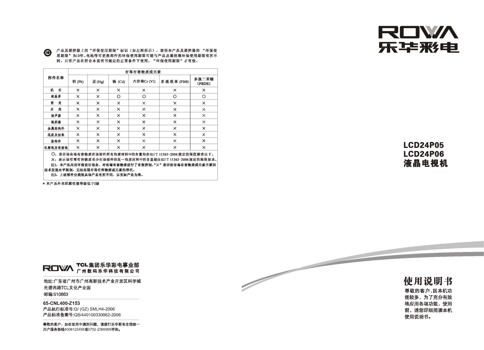 TCL LCD24P05 User Manual