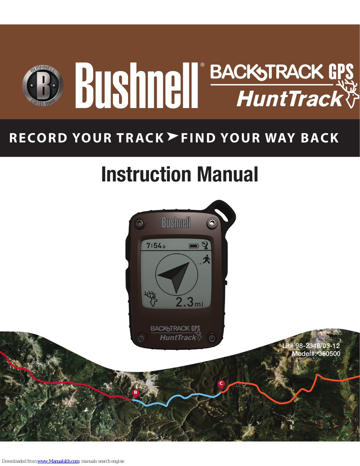 Bushnell Back Track 360500, Back Track GPS HuntTrack 360500 Instruction Manual