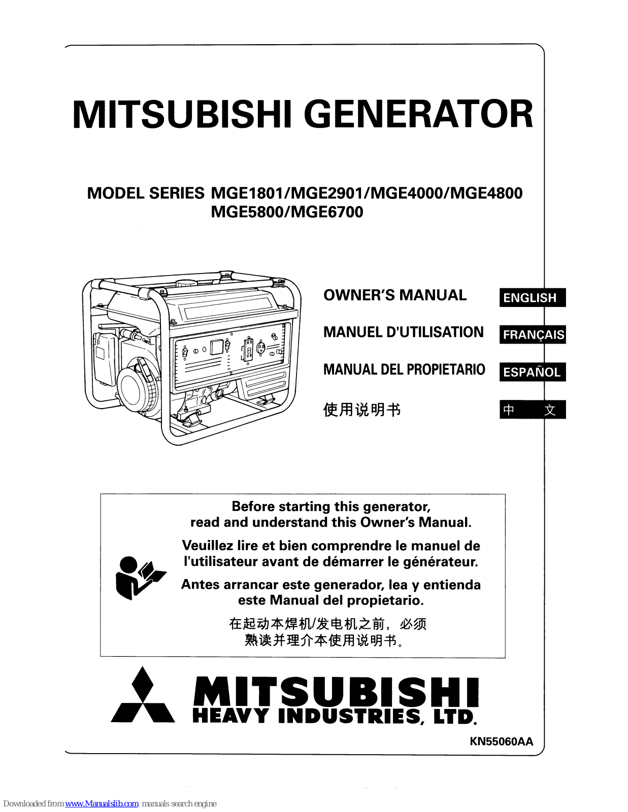 Mitsubishi Heavy Industries MGE1801, MGE6700, MGE4800, MGE4000, MGE2901 Owner's Manual