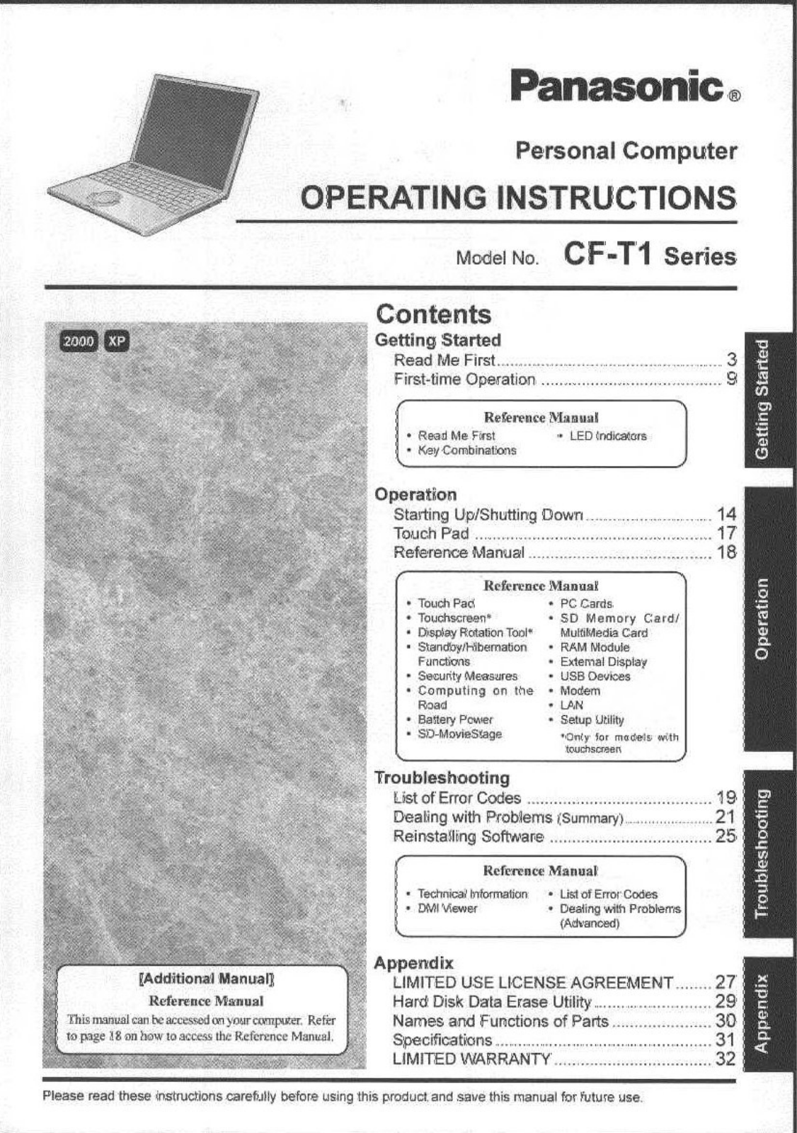 Panasonic CF-T1R64ZZKM User Manual