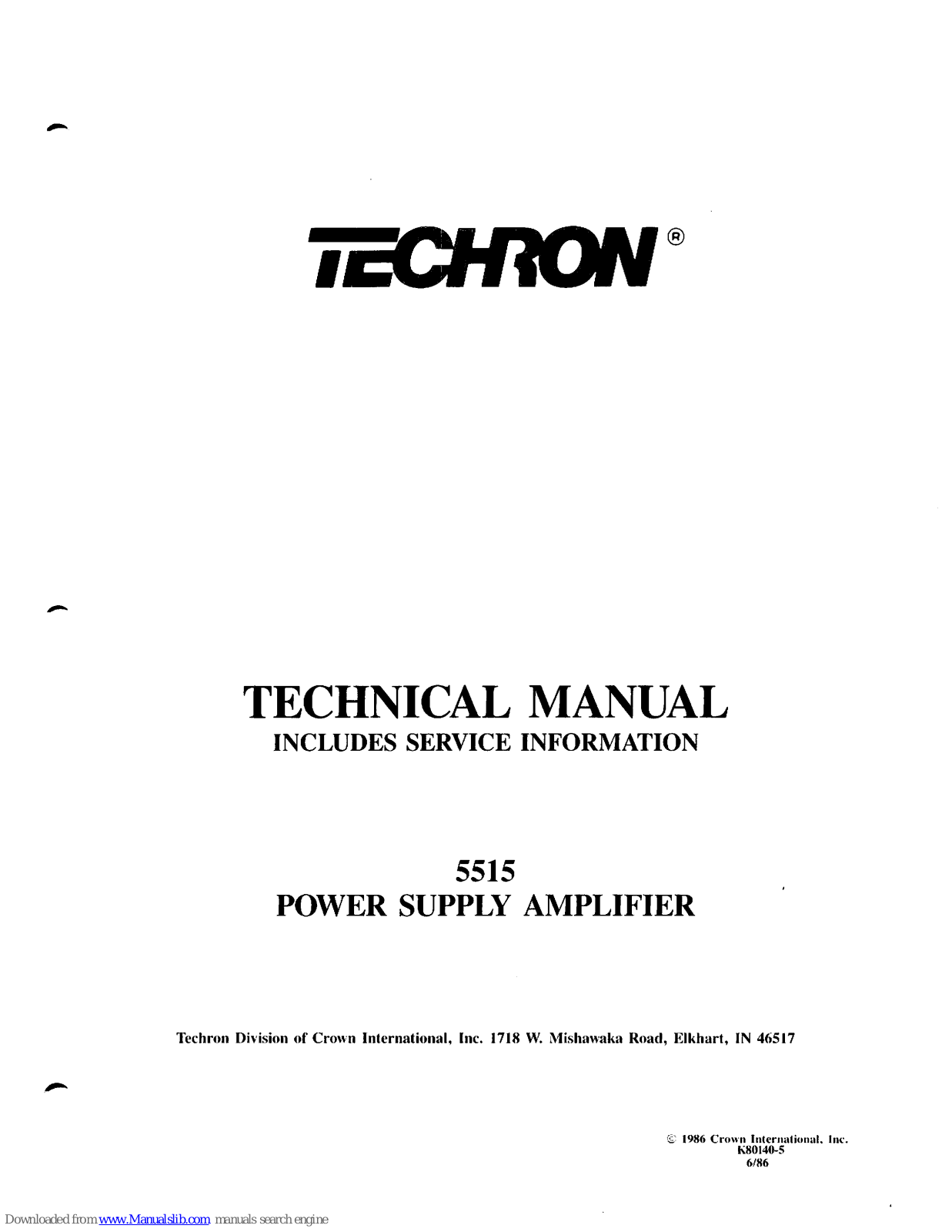 Techron 5515 Technical Manual