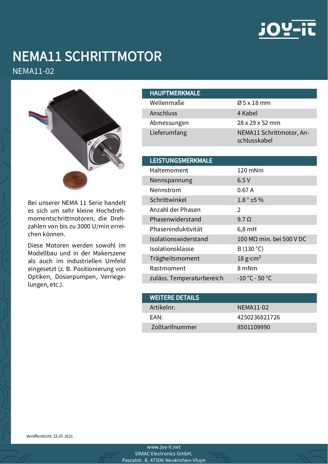 JOY-IT NEMA11-02 Datasheet - ManualMachine.com