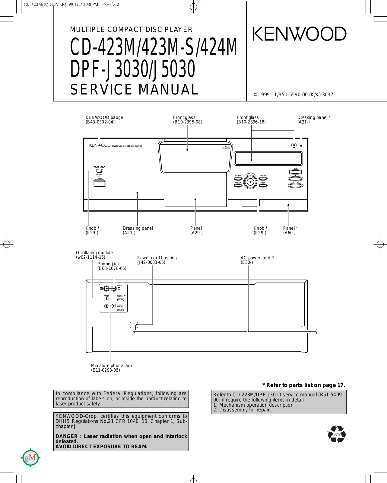 Kenwood CD-424-M Service manual