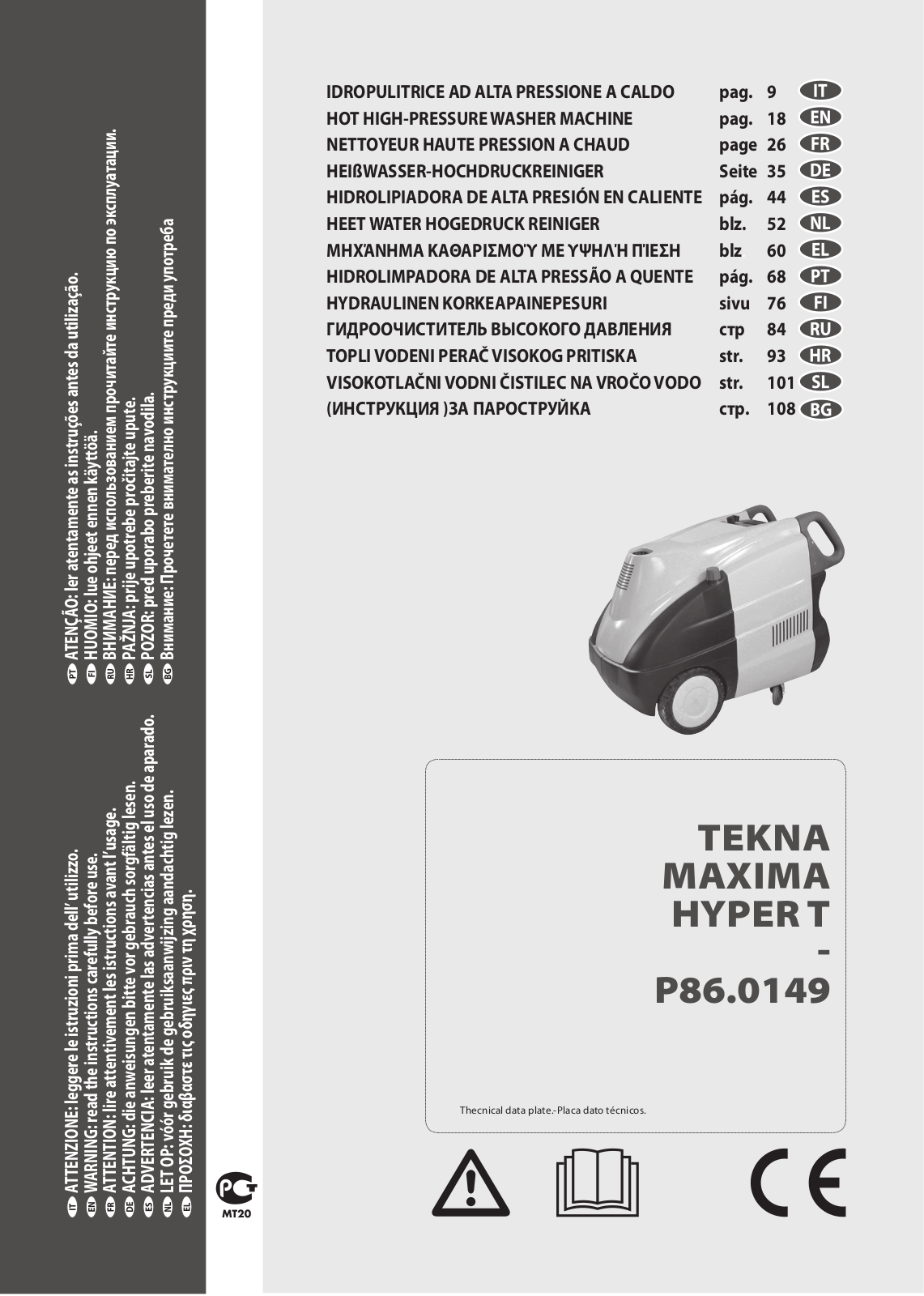 LAVOR Tekna 2021 LP, Tekna 2015 LP, Tekna 1515 LP User guide