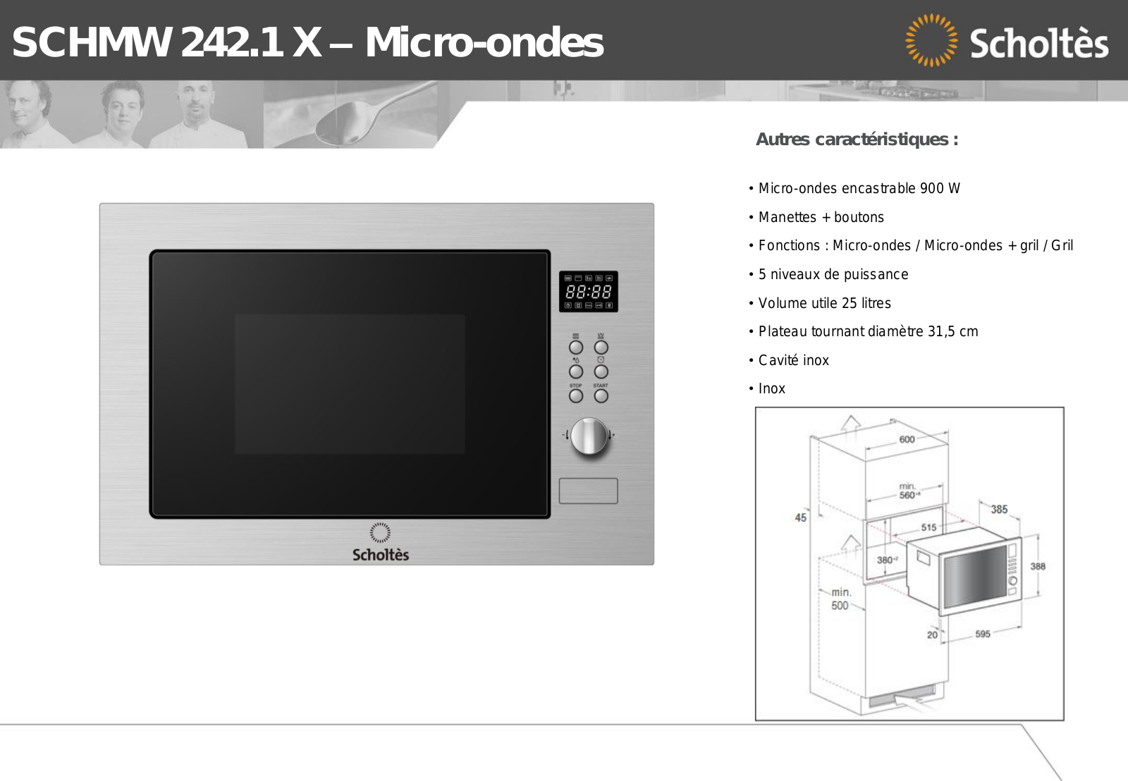 Scholtes SCHMW242.1X Product sheet