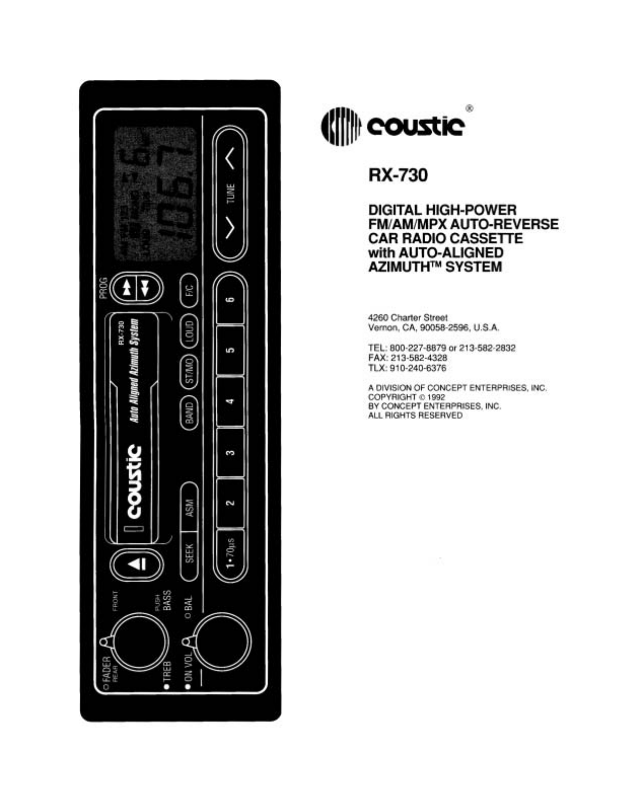 Coustic RX-730 Instruction Manual