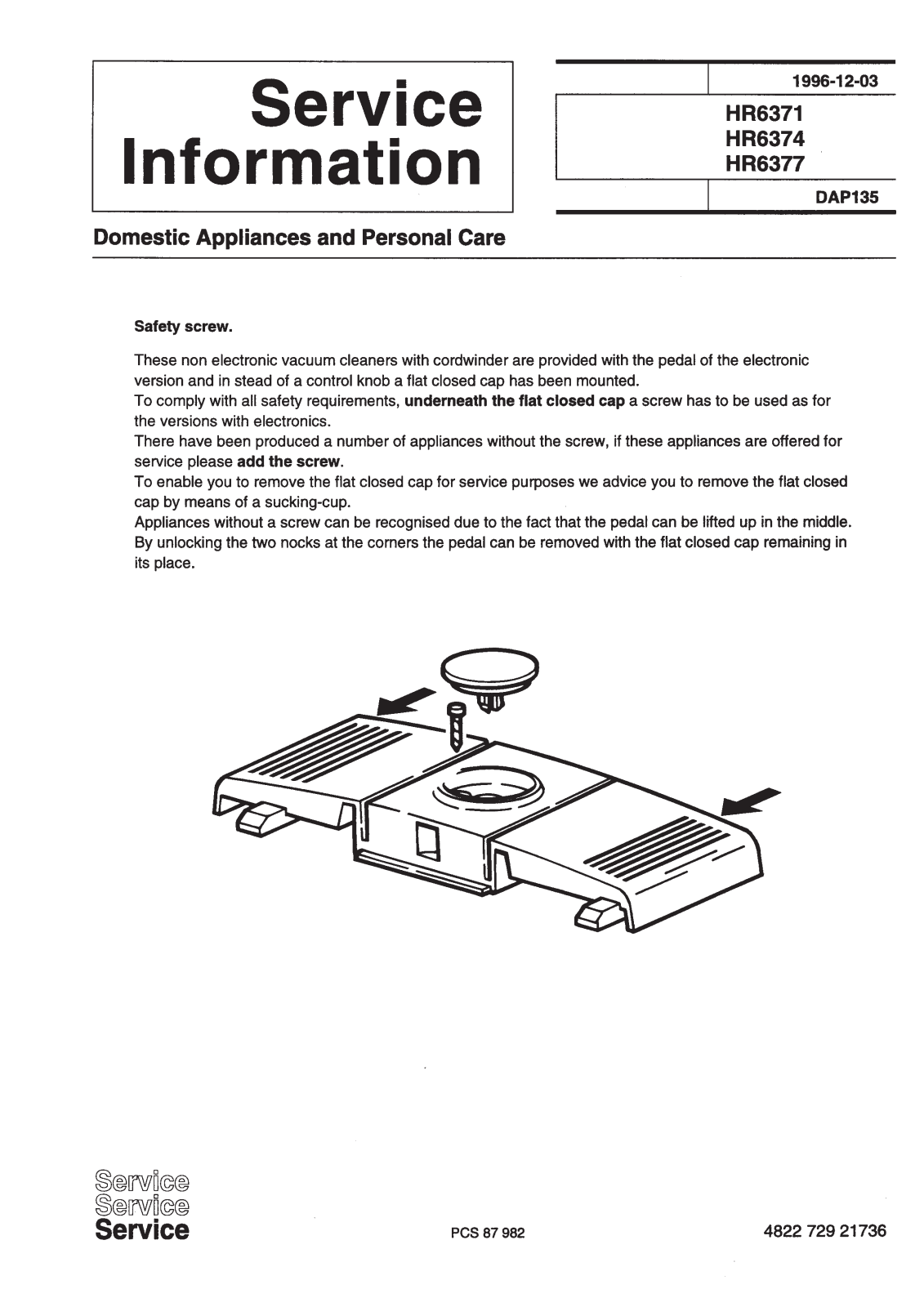 Philips HR 6377, HR 6374, HR 6371 Service Manual