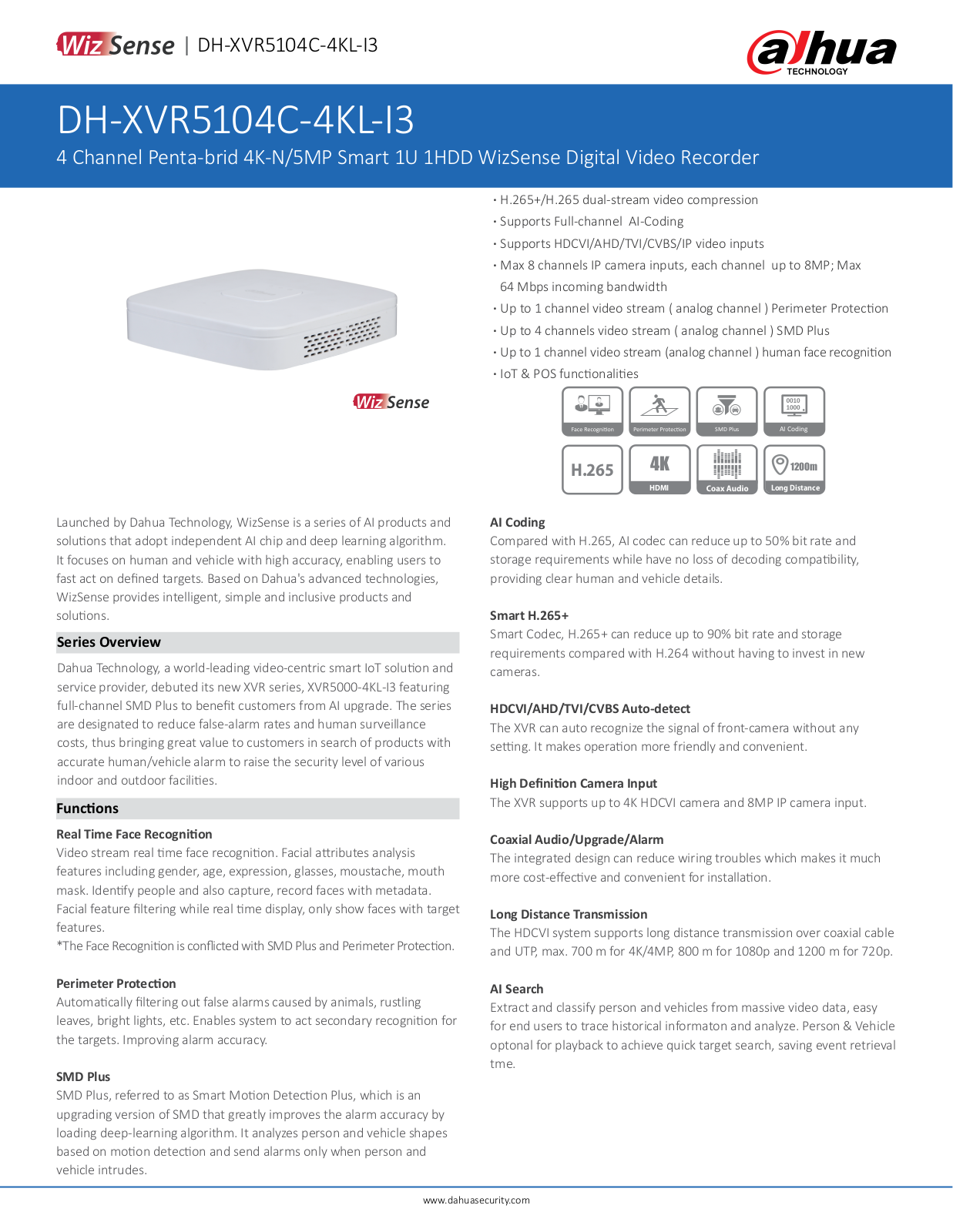 Dahua DH-XVR5104C-4KL-I3 User Manual