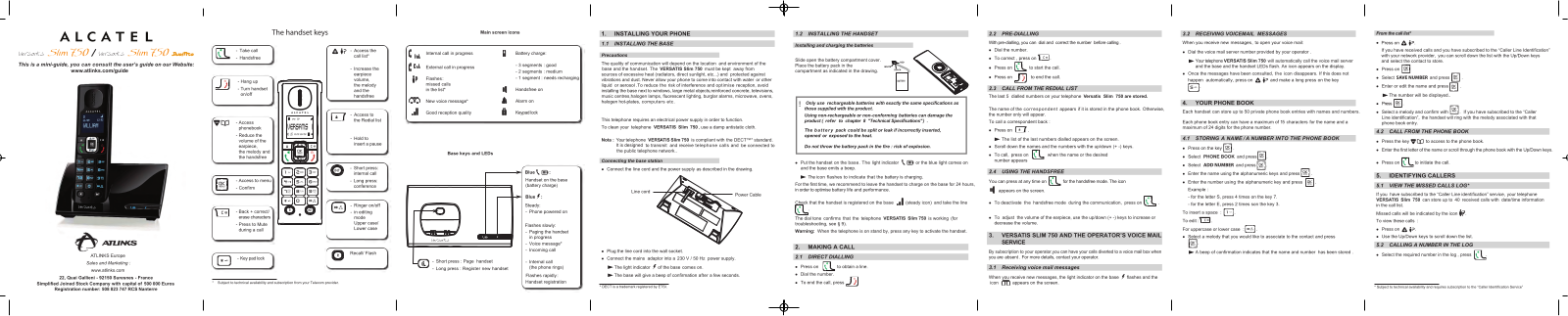 Alcatel VERSATIS SLIM 750 User Manual