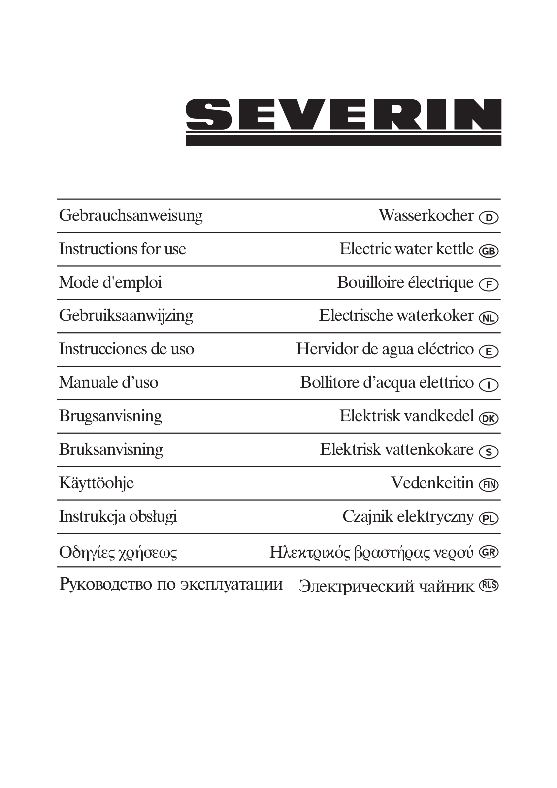 SEVERIN WK3366 User Manual