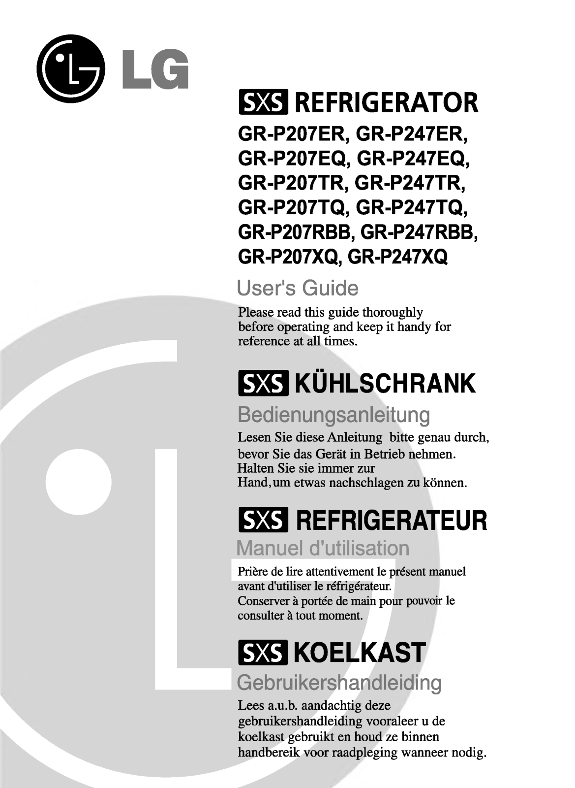 LG GR-L247NI User Manual