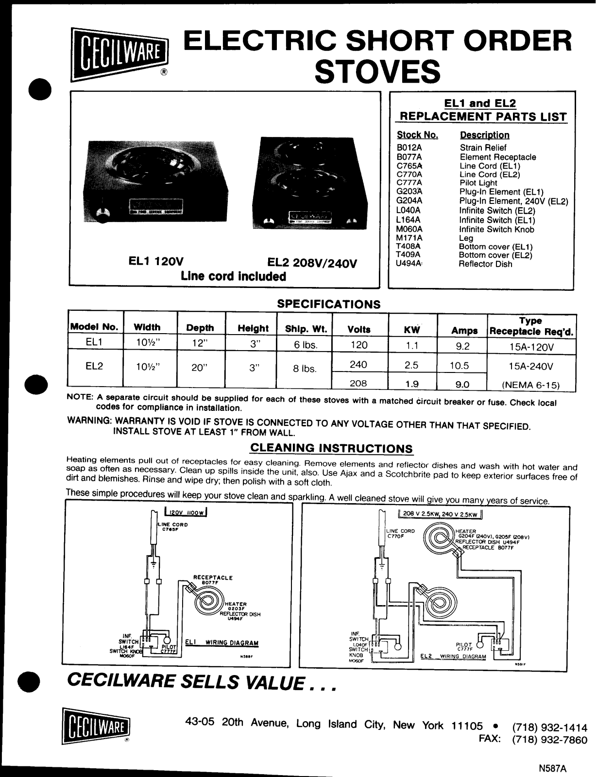 Cecilware EL1 User Manual