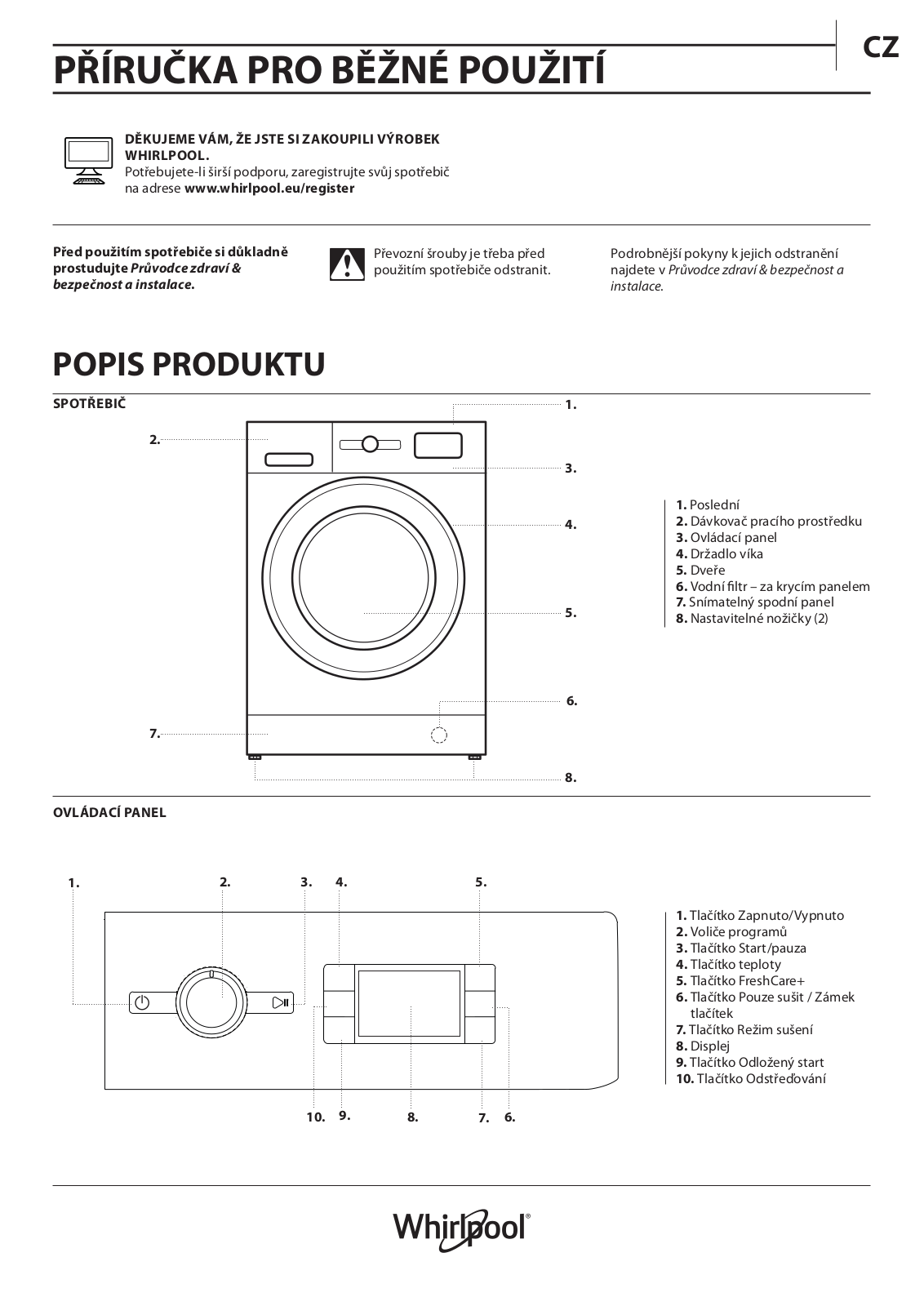 WHIRLPOOL FWDG 861483 WBV EE N Daily Reference Guide