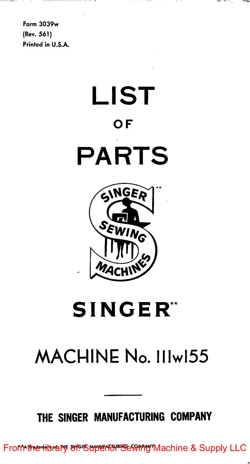 Singer 111W155 Manual