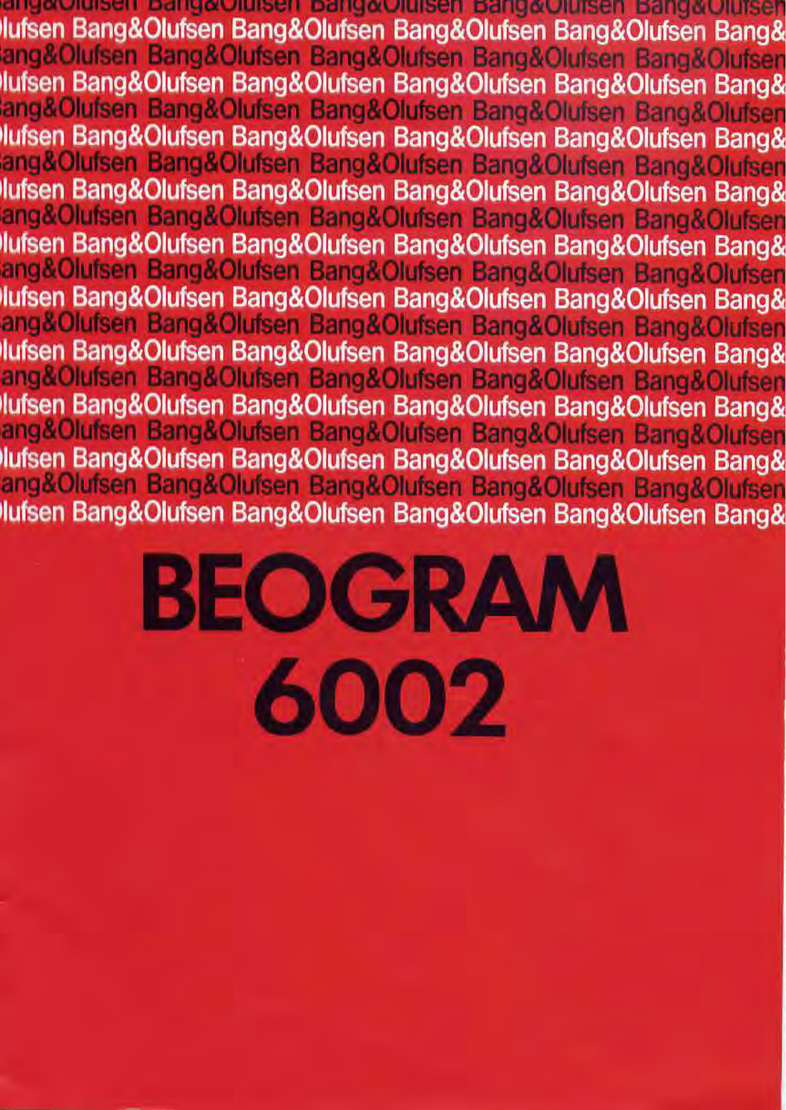 Bang and Olufsen Beogram 6002 Owners manual