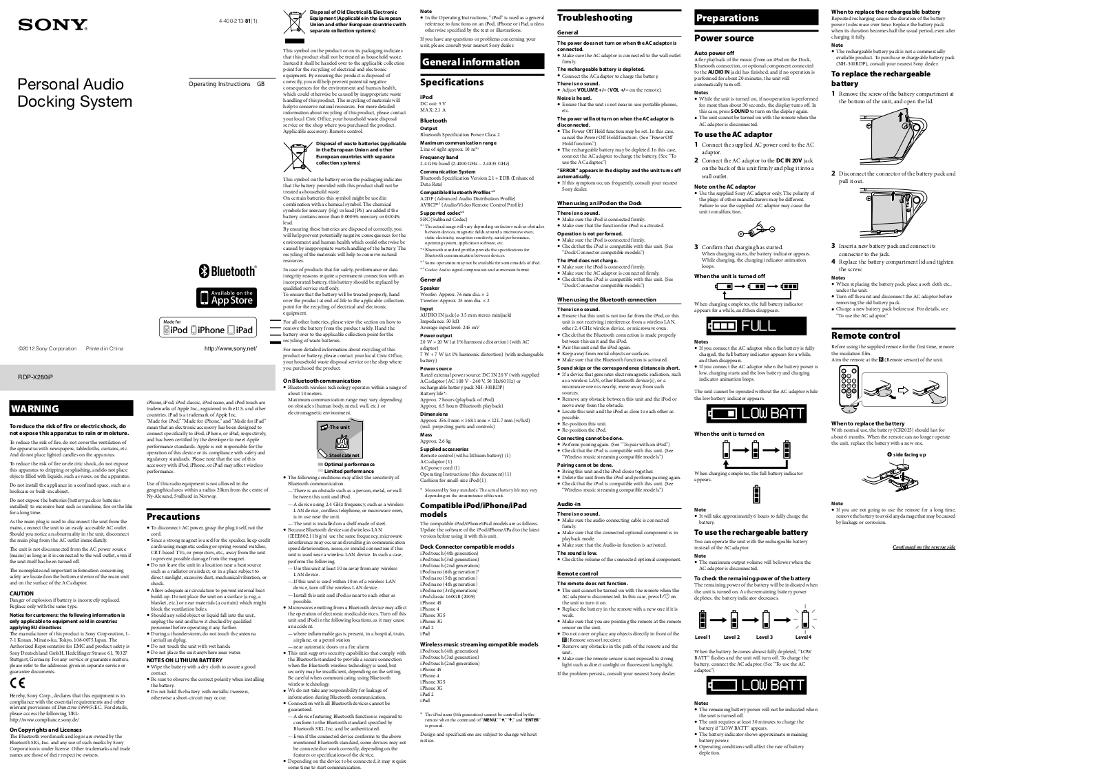 Sony RDP-X280IP User Manual