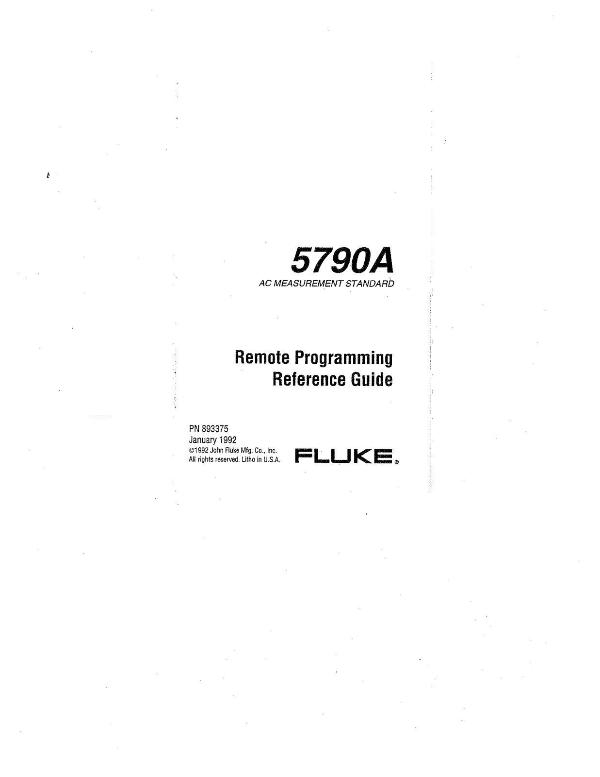 Fluke 5790A Reference Guide