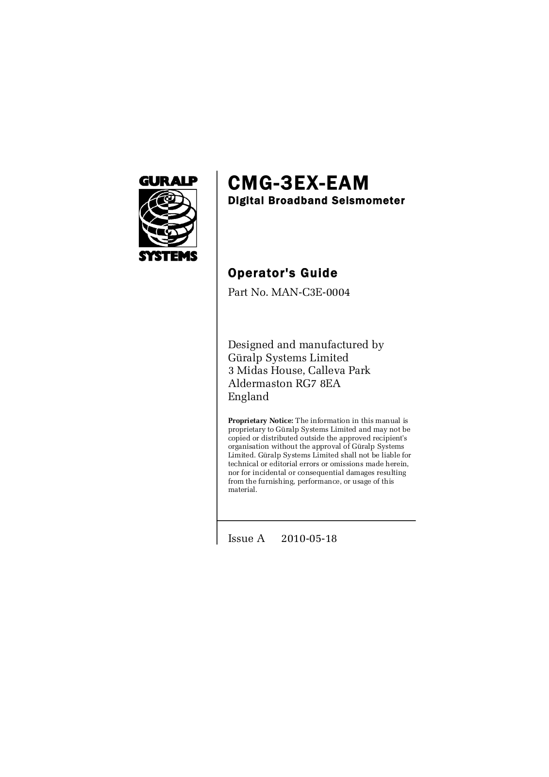 Guralp Systems CMG-3EX-EAM User Manual