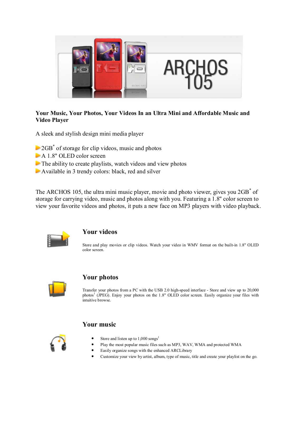 Archos 105 User Manual