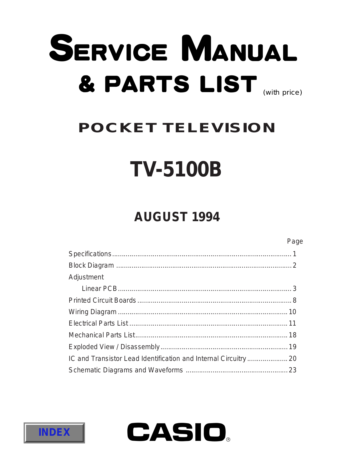 Casio TV-5100B Service manual