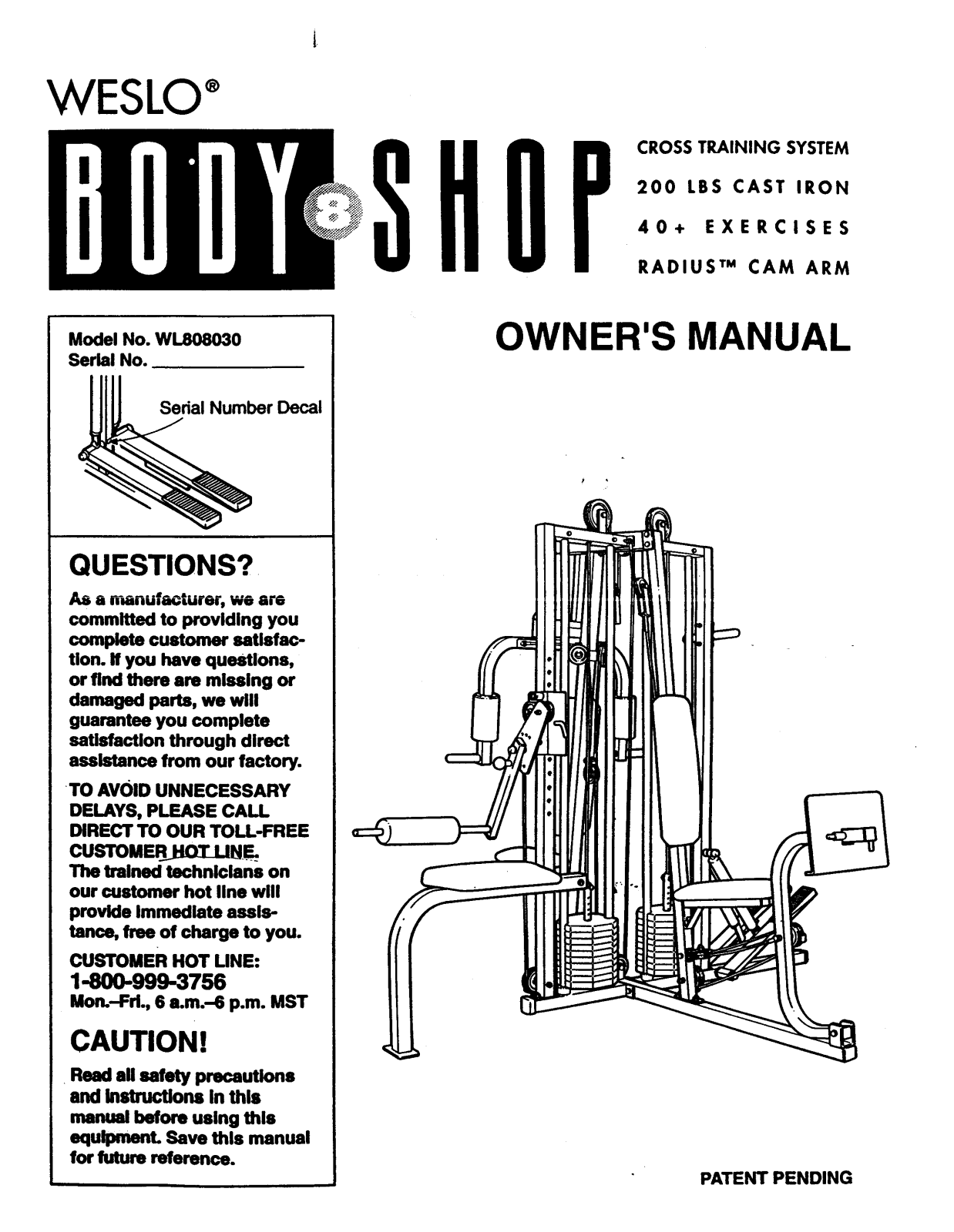 Weslo WL808030 Owner's Manual