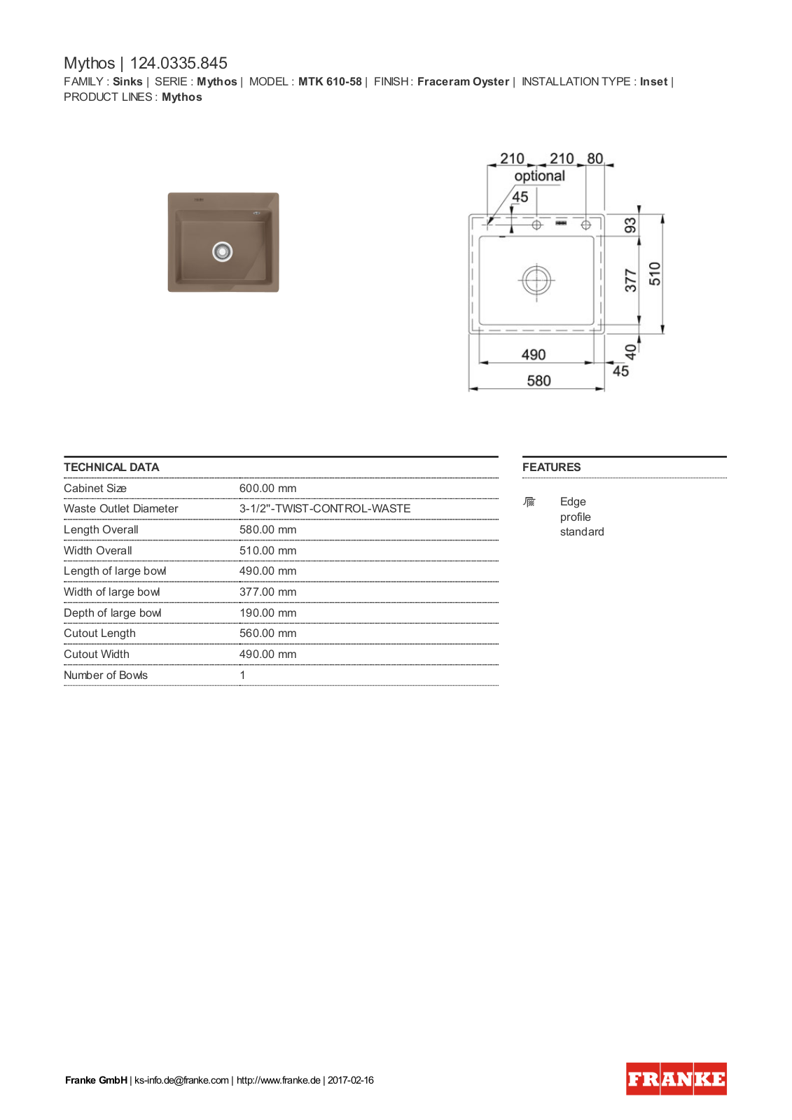 Franke 124.0335.845 Service Manual