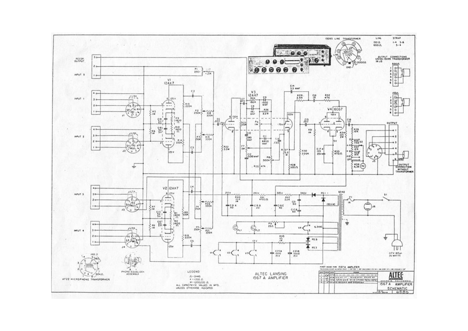 Altec Lansing 1567A Schematic