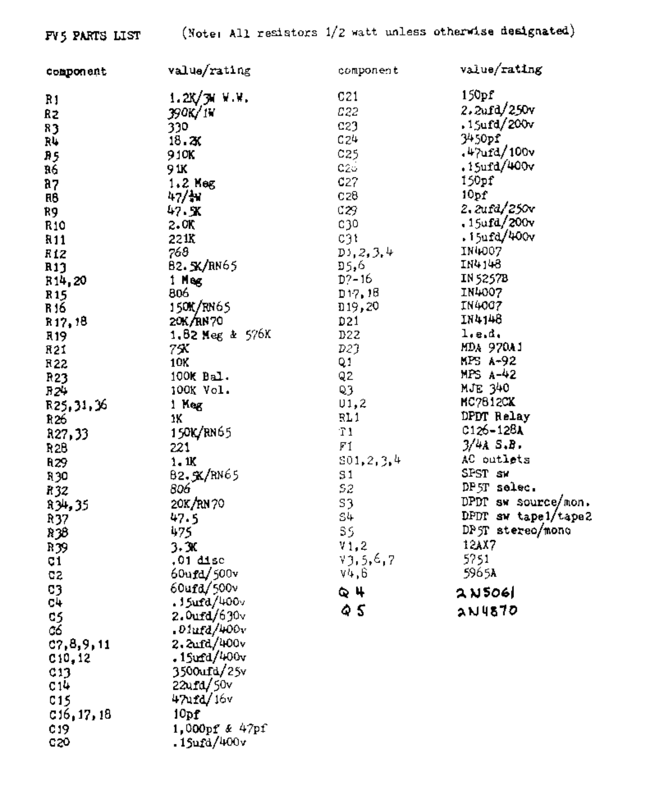 Conrad Johnson pv5 schematic