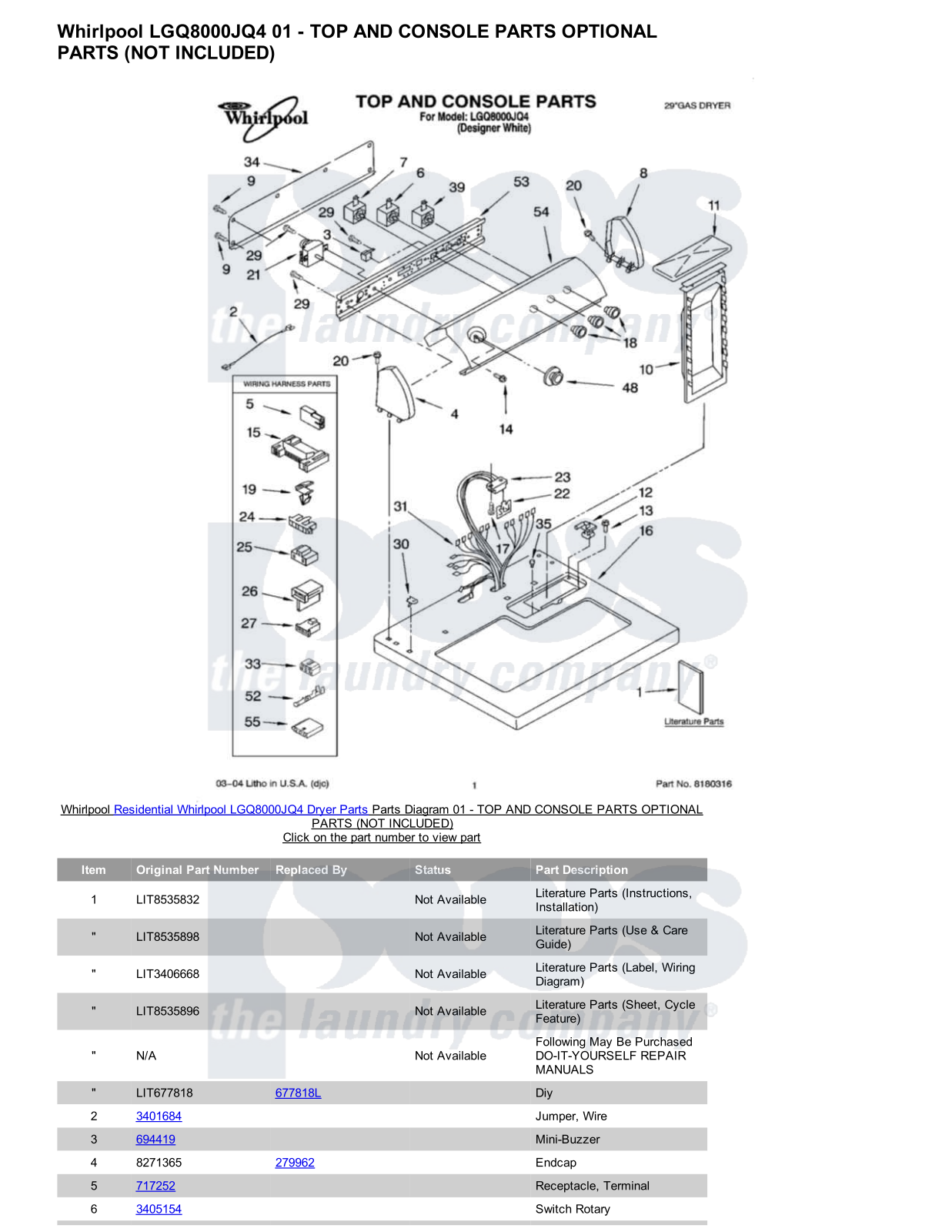 Whirlpool LGQ8000JQ4 Parts Diagram