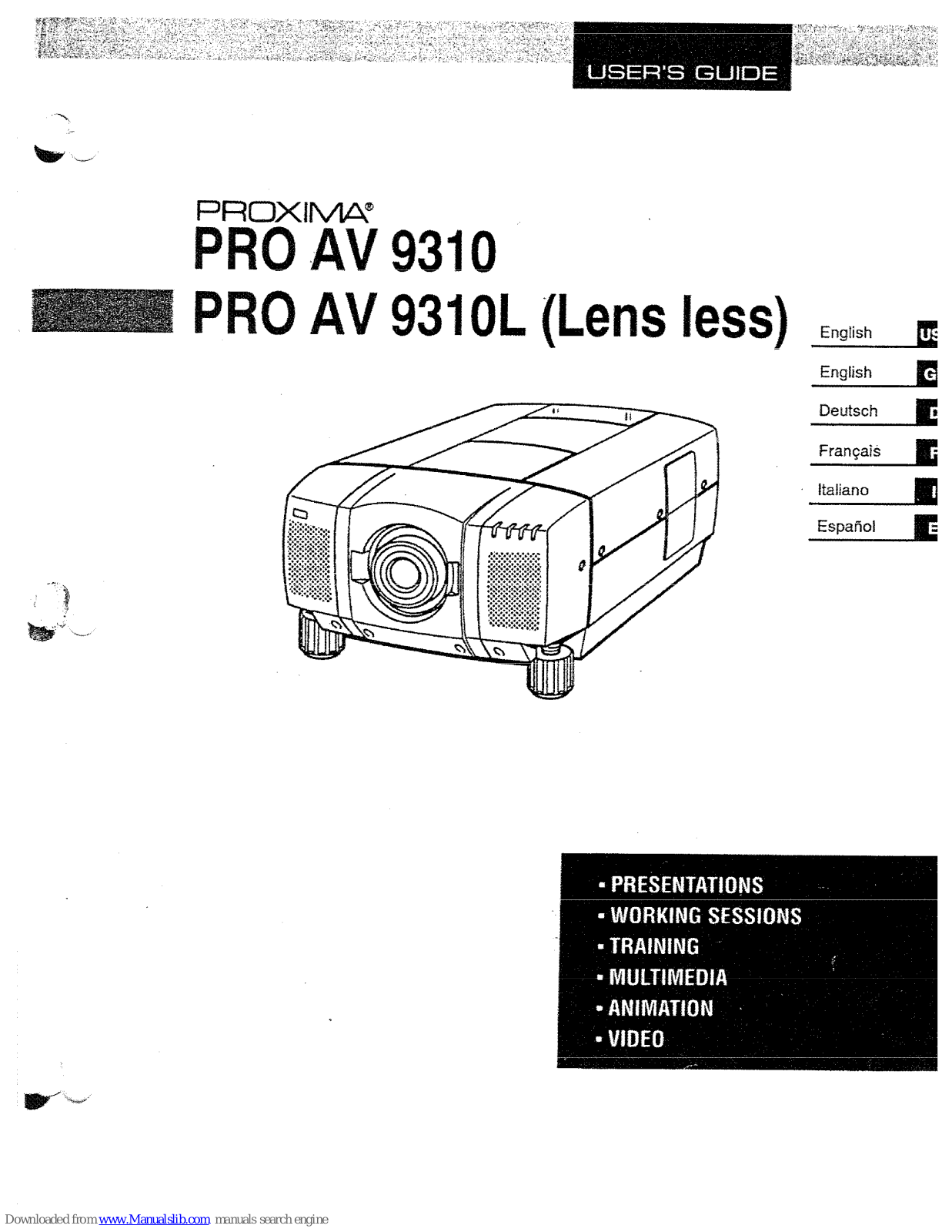 Proxima Pro AV 9310, Pro AV 9310L User Manual