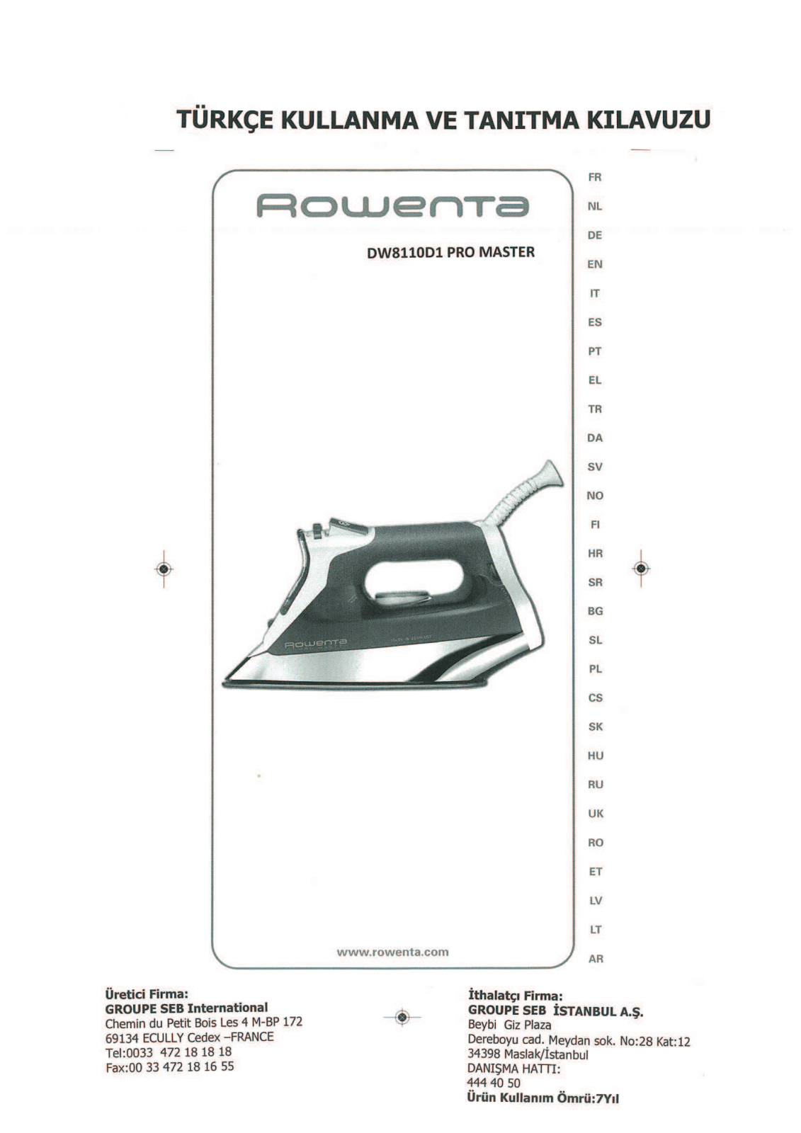 Rowenta DW8112, DW8110 User Manual