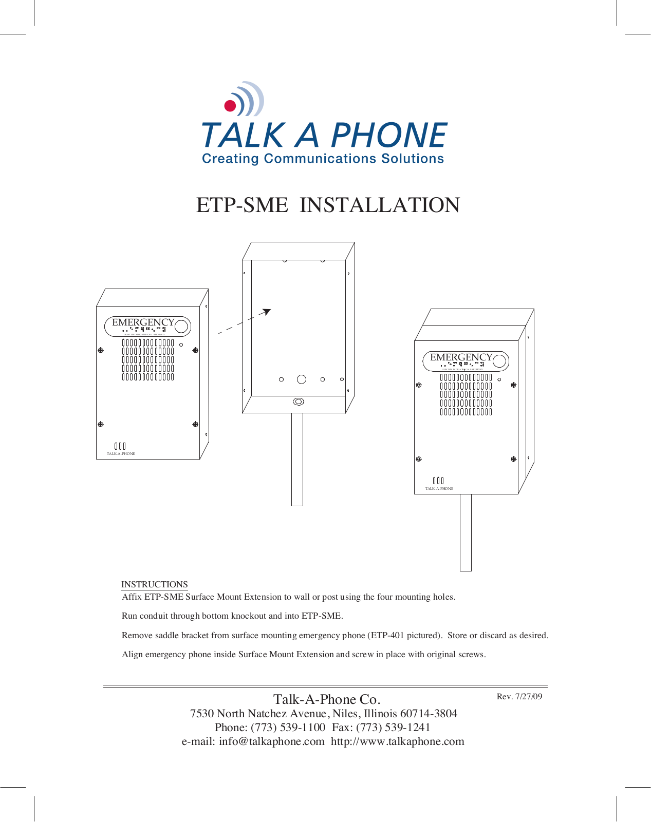 Talkaphone ETP-SME User Manual