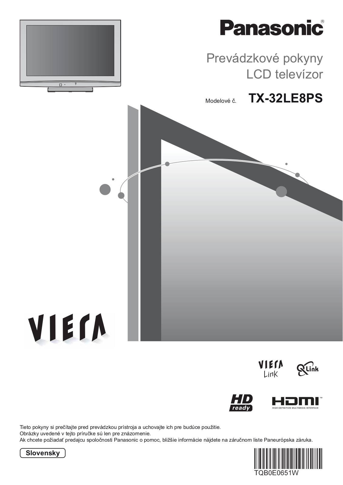 PANASONIC TX-32LE8PS User Manual