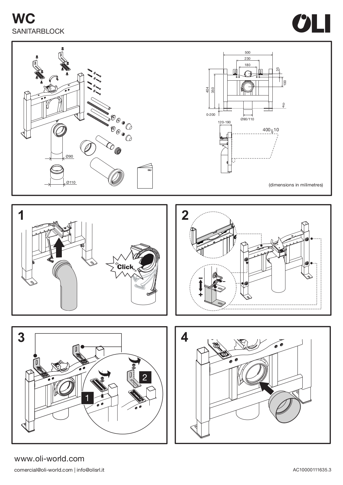 OLI WC SANITARBLOCK Installation guide