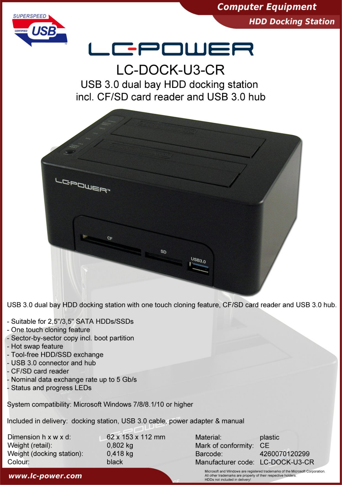 LC-Power LC-DOCK-U3-CR User Manual