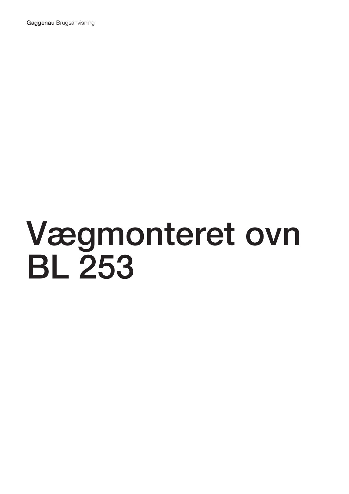 Gaggenau BL253110 User Manual