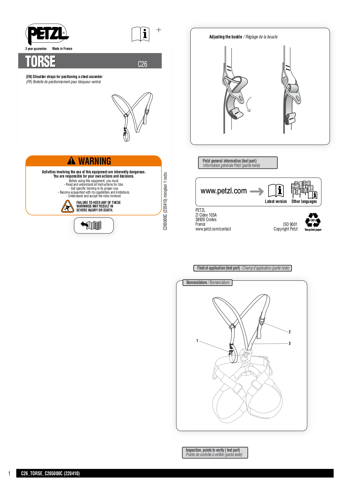 Petzl TORSE User Manual