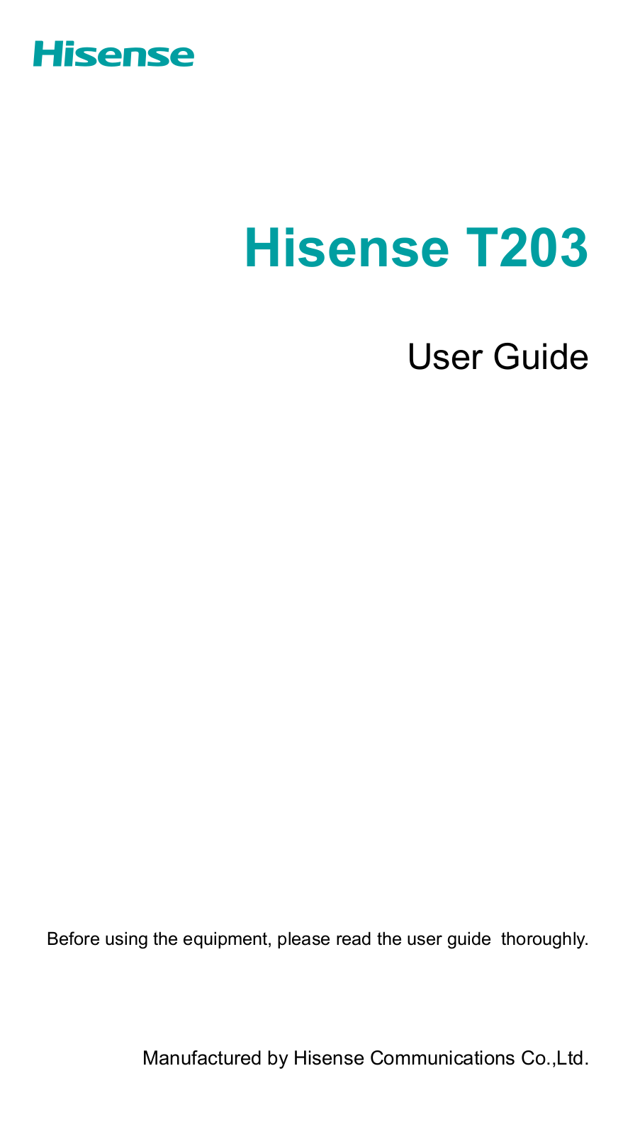 Hisense T203 Users Manual