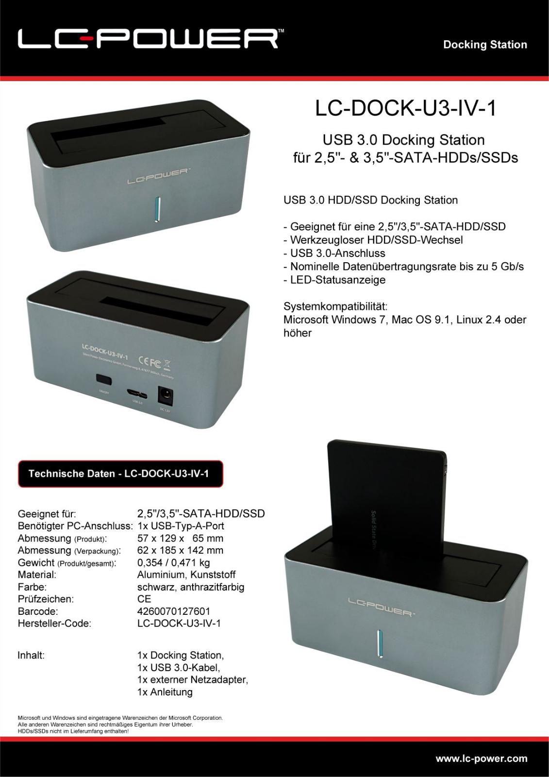 LC-Power LC-DOCK-U3-IV-1 User Manual